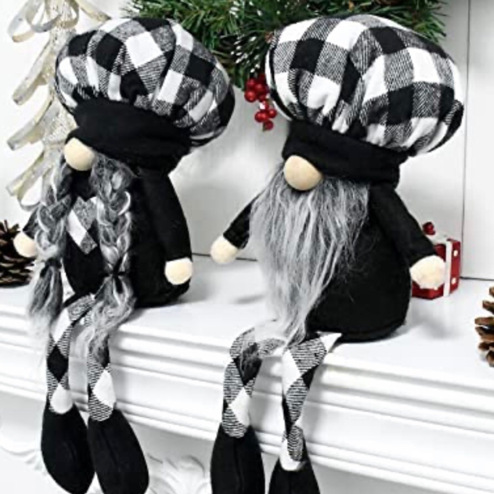Buffalo Plaid Gnome Shelf SitterDecor Farmhouse Gnomes  Mr Gnome and Mrs Gnome - Picture 2 of 9